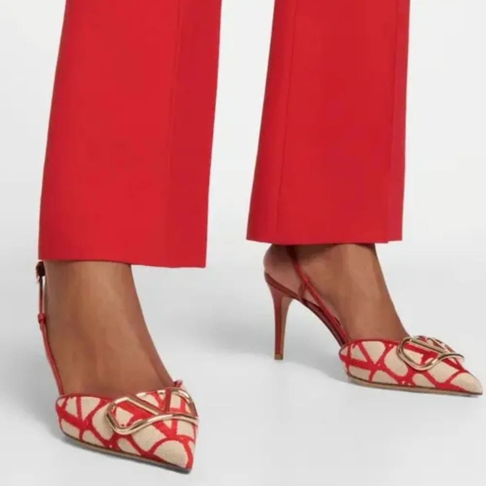 New Valentino Garavani Red and Cream Slingback Heels - Copy